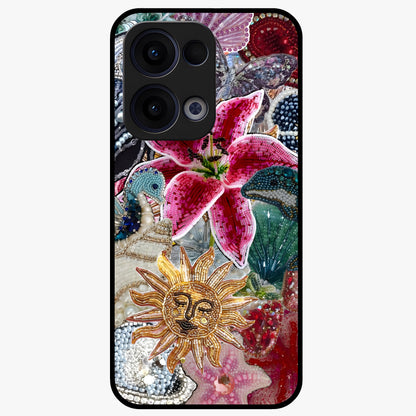 Beaded Garden Fantasy Glass Case showing flat back view with dreamy garden bead artwork and glossy glass finish.