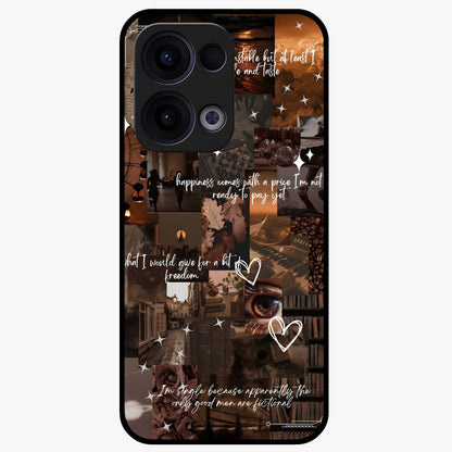 Bittersweet Aesthetic Chaos Glass Case showing flat back view with artistic chaotic aesthetic design and glossy glass finish.