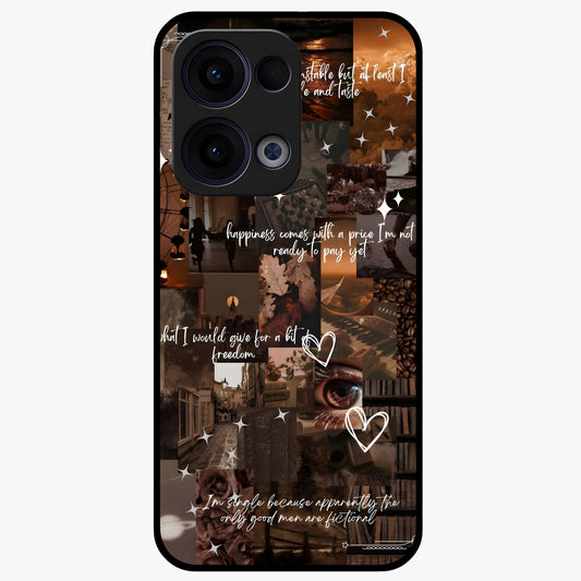 Bittersweet Aesthetic Chaos Glass Case showing flat back view with artistic chaotic aesthetic design and glossy glass finish.
