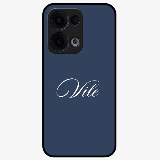 Blue Background Personalized Custom Name Glass Case showing flat back view with minimal blue background and custom name design.