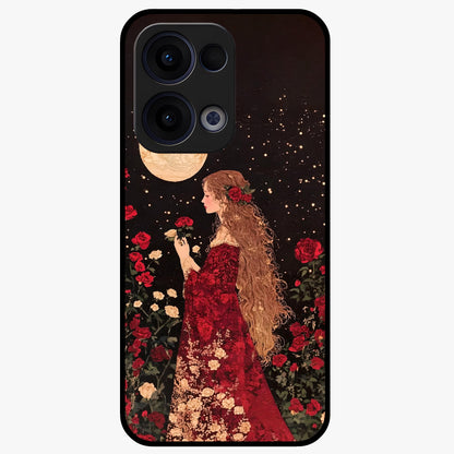 Crimson Dreams Glass Case showing flat back view with dreamy crimson artwork and glossy glass finish.
