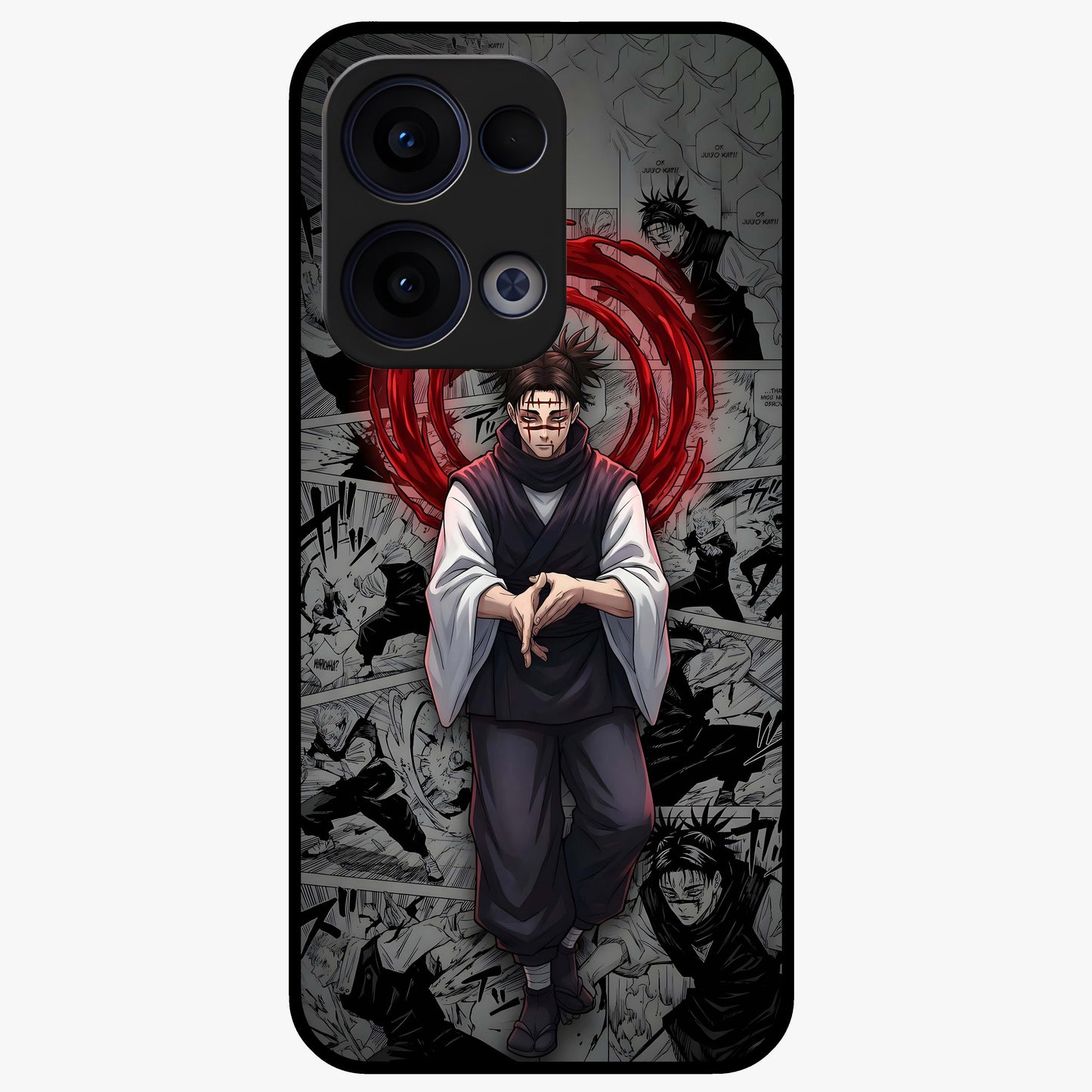 Cursed Ritual Ascension Glass Case showing flat back view with dark ritual themed artwork and glossy glass finish.