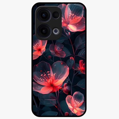 Dark Shade of Flower Glass Case showing flat back view with elegant dark floral artwork and glossy glass finish.
