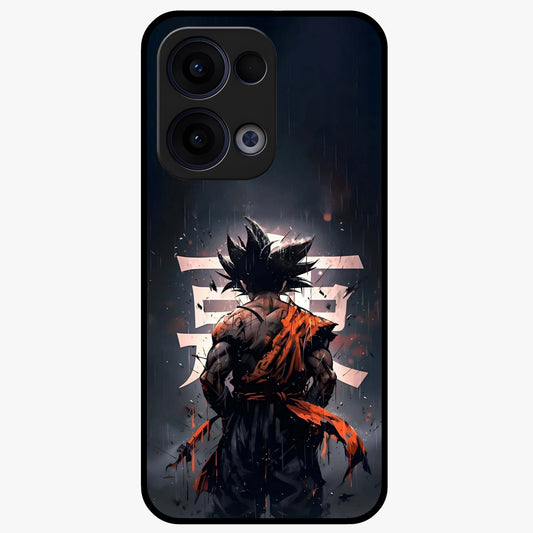 Dark Warrior In Rain Glass Case showing flat back view with warrior artwork in rainy atmosphere and glossy glass finish.