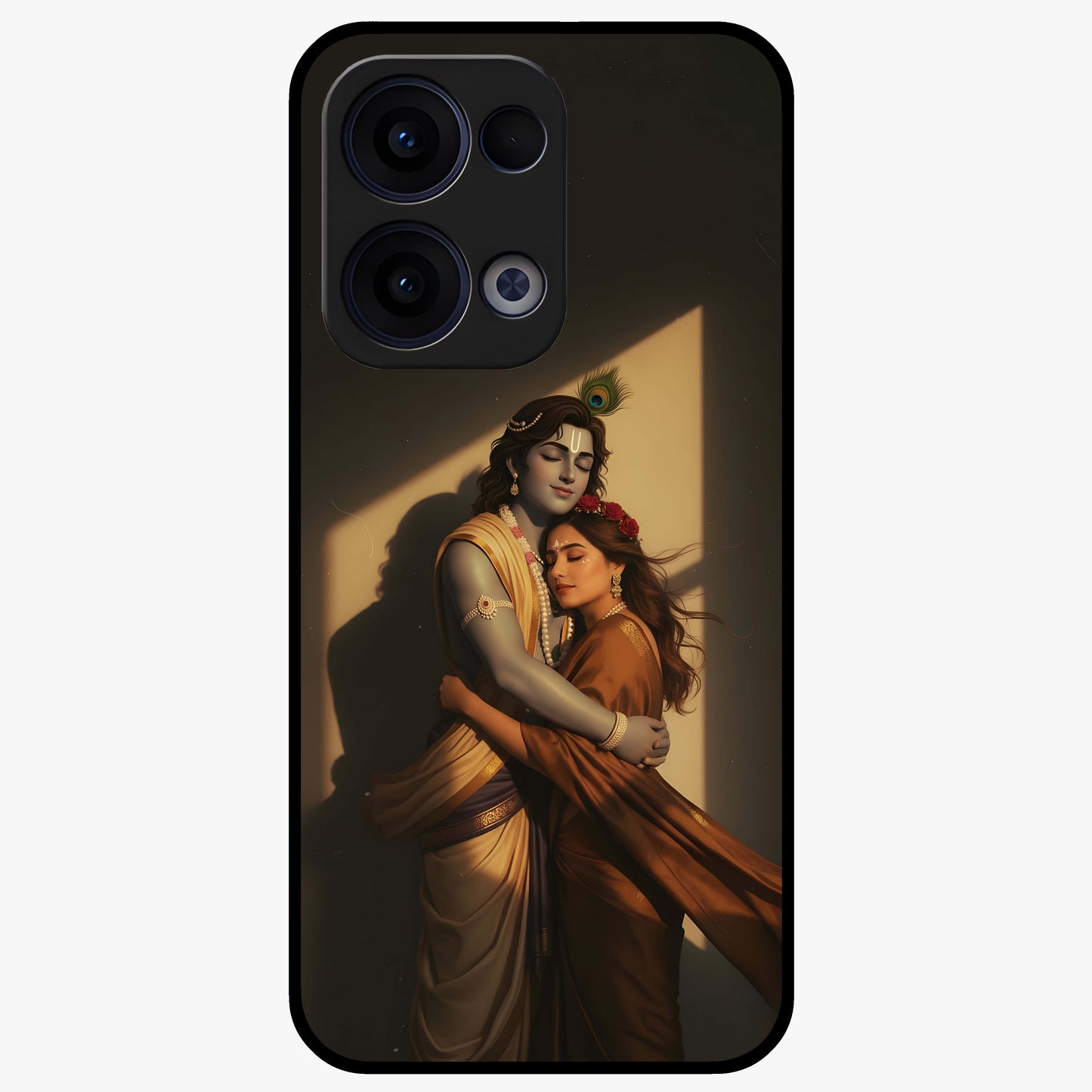 Divine Eternal Love Glass Case showing flat back view with spiritual love themed artwork and glossy glass finish.