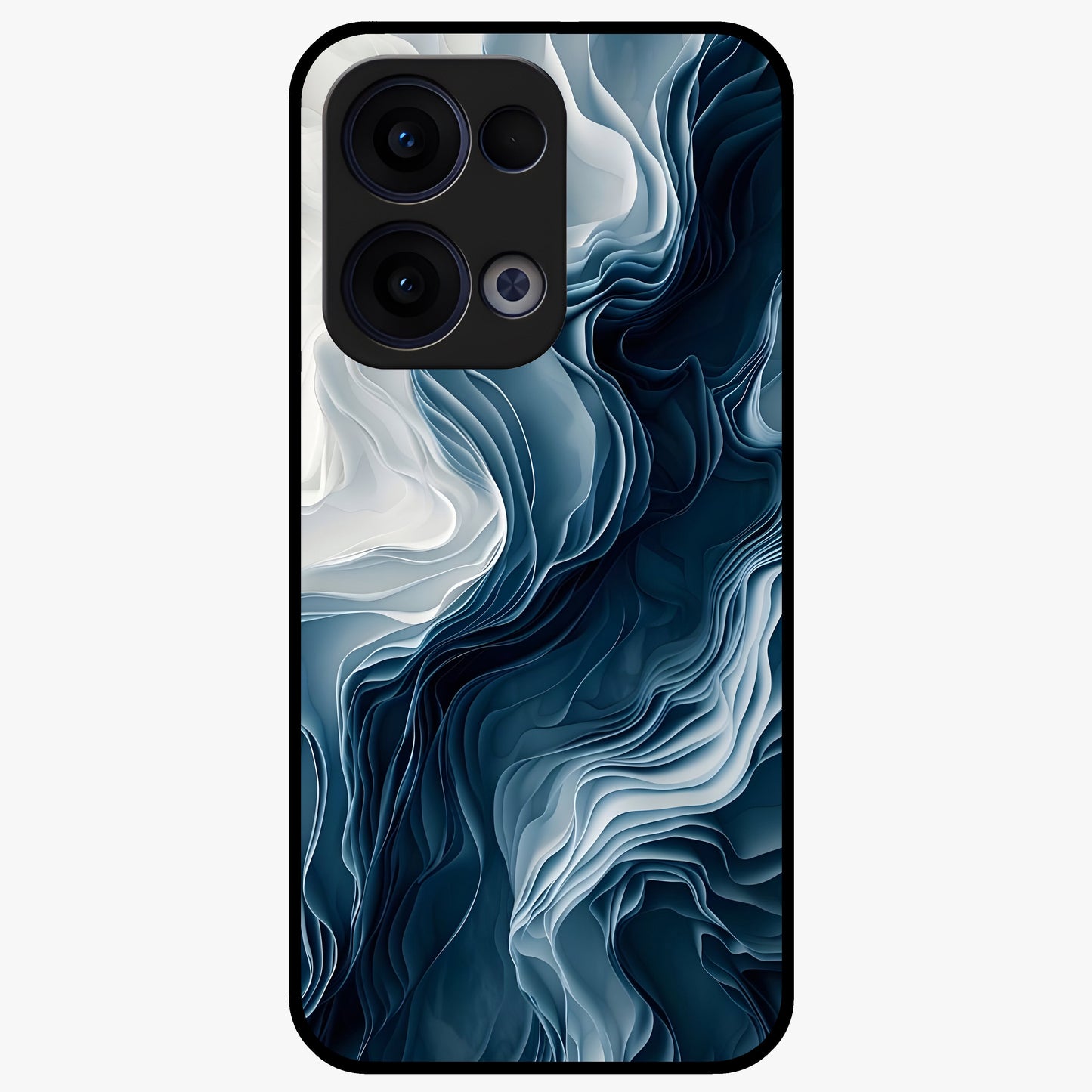 Ethereal Paper Marble Glass Case showing flat back view with soft marble paper texture artwork and glossy glass finish.