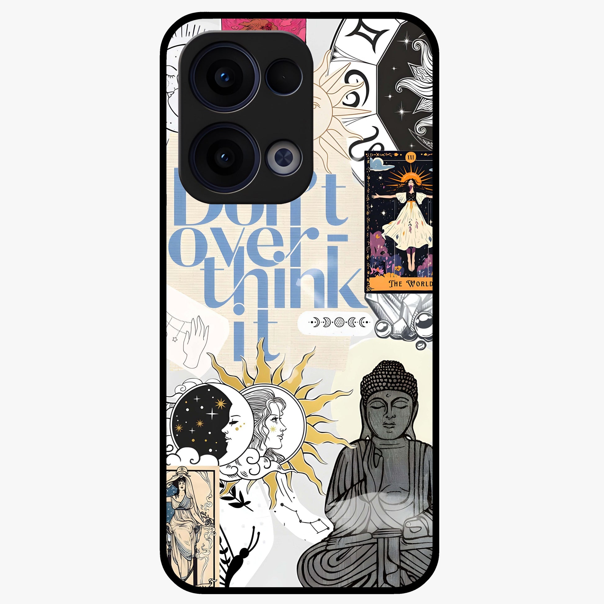 Ethereal Thoughts Glass Case showing flat back view with dreamy artistic artwork and glossy glass finish.