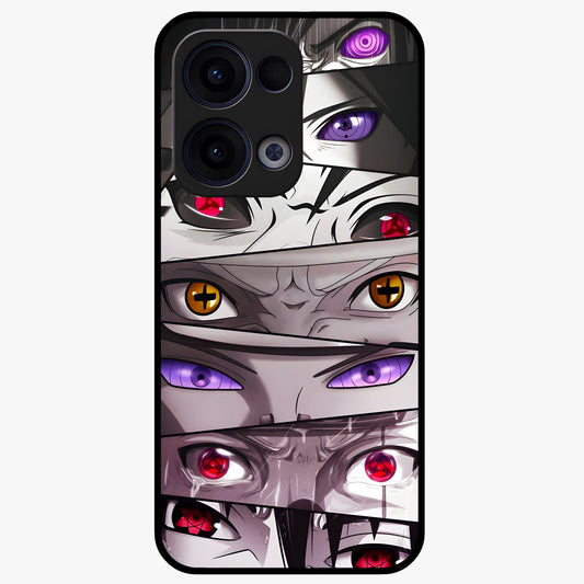 Eyes of Destiny Glass Case showing flat back view with striking eye themed artwork and glossy glass finish.