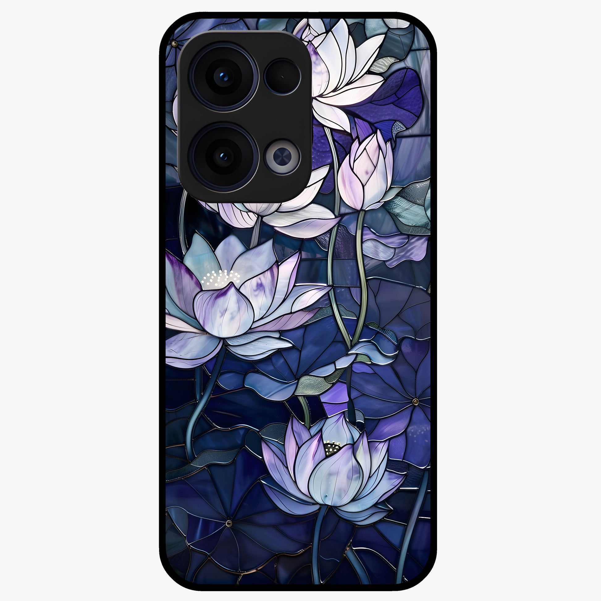 Gloss Petal Rush Glass Case showing flat back view with glossy flower petal artwork and smooth glass finish.