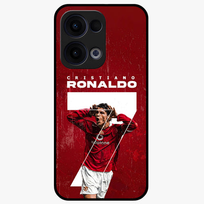 Goal Celebration Legacy Glass Case showing flat back view with football celebration inspired artwork and glossy glass finish.