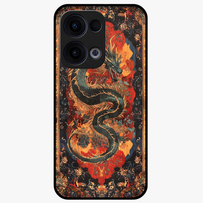 Inferno Dragon Soul Glass Case showing flat back view with fiery dragon artwork and glossy glass finish.