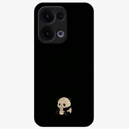 Midnight Panda Love Glass Case showing flat back view with cute panda themed artwork and glossy glass finish.