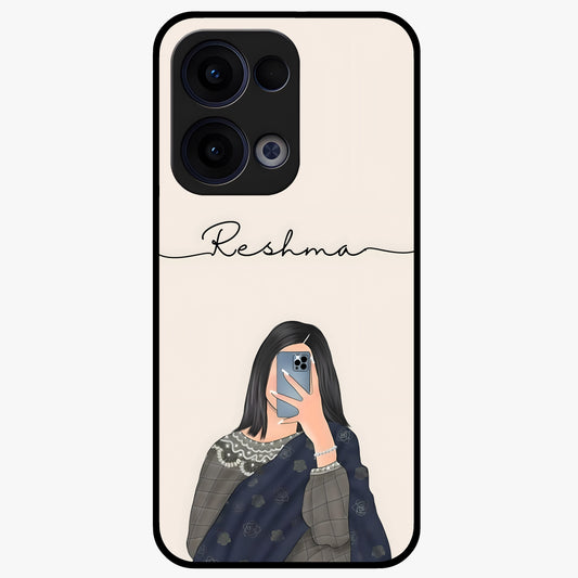 Minimal Petal Whispers Glass Case showing flat back view with soft minimal floral artwork and glossy glass finish.
