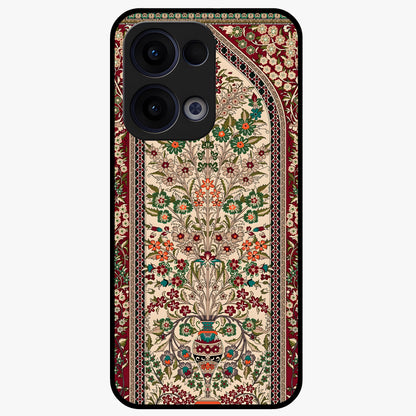 Persian Inspired Glass Case showing flat back view with ornate Persian style pattern artwork and glossy glass finish.