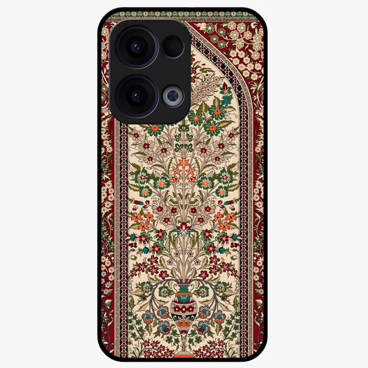 Persian Inspired Glass Case showing flat back view with ornate Persian style pattern artwork and glossy glass finish.