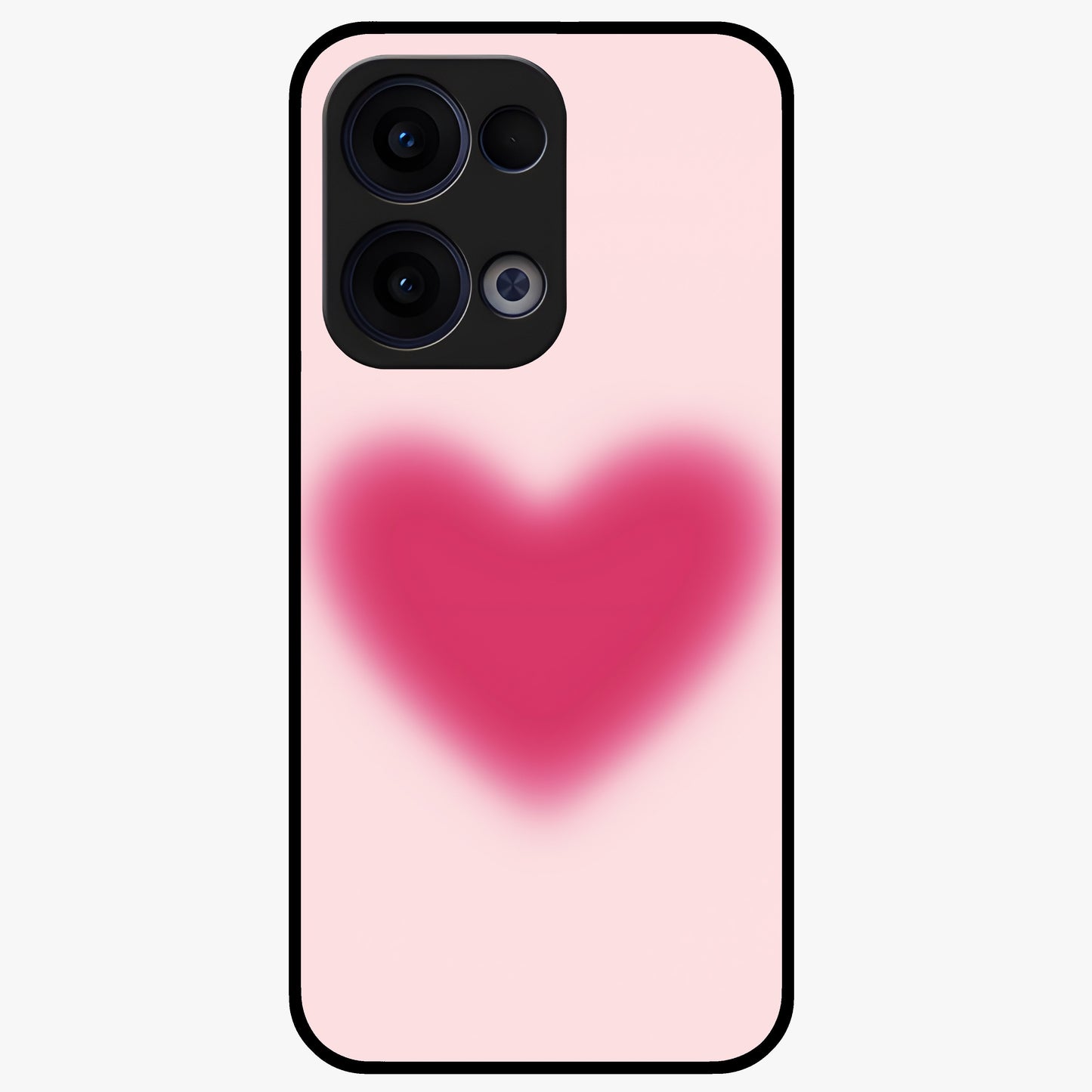 Pink Aura Heart Glass Case showing flat back view with glowing heart artwork and glossy glass finish.