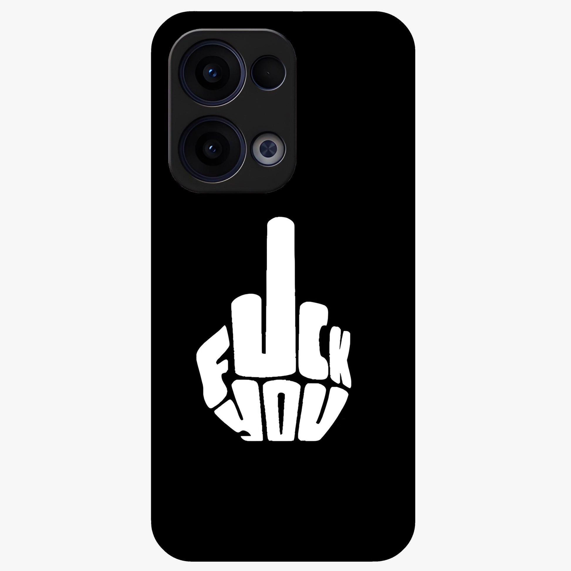 Rebel Mode On Glass Case showing flat back view with bold rebellious typography artwork and glossy glass finish.