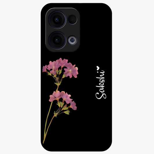 Riching Lavender Flower Custom Name Glass Case showing flat back view with lavender floral artwork and personalized name design.