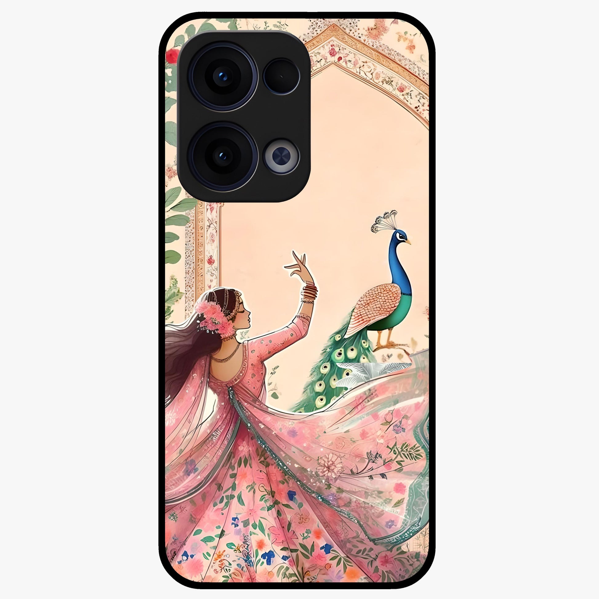 Royal Grace Muse Glass Case showing flat back view with elegant artistic artwork and glossy glass finish.