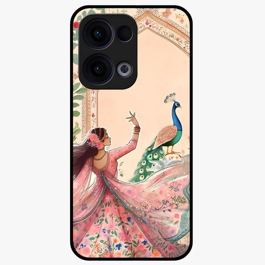 Royal Grace Muse Glass Case showing flat back view with elegant artistic artwork and glossy glass finish.