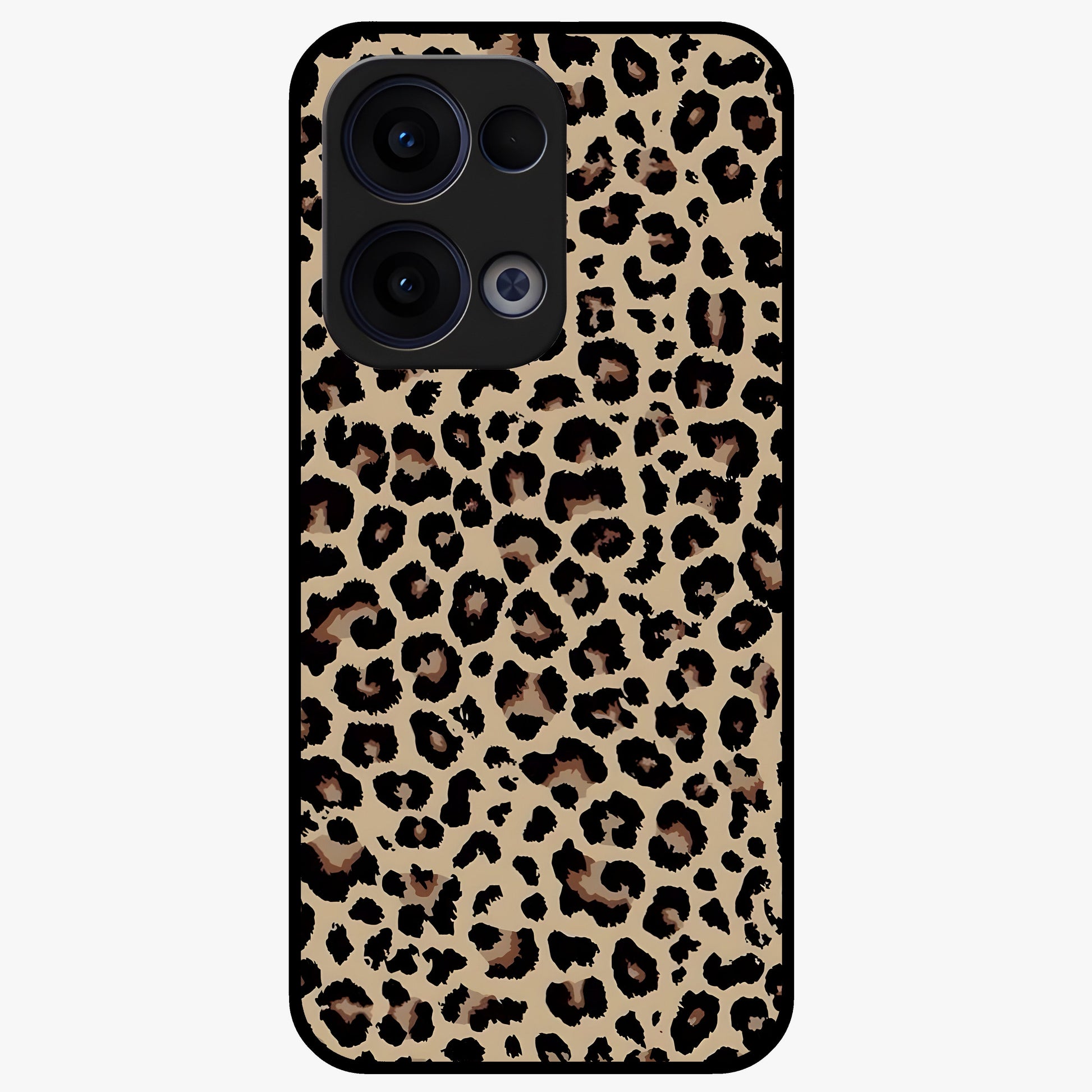 Savage Chic Pattern Glass Case showing flat back view with stylish patterned artwork and glossy glass finish.