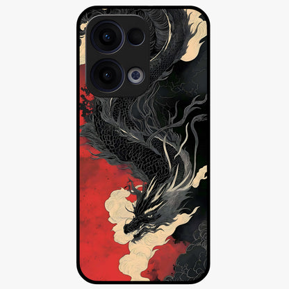 Shadow Dragon Fury Glass Case showing flat back view with fierce dragon artwork and glossy glass finish.