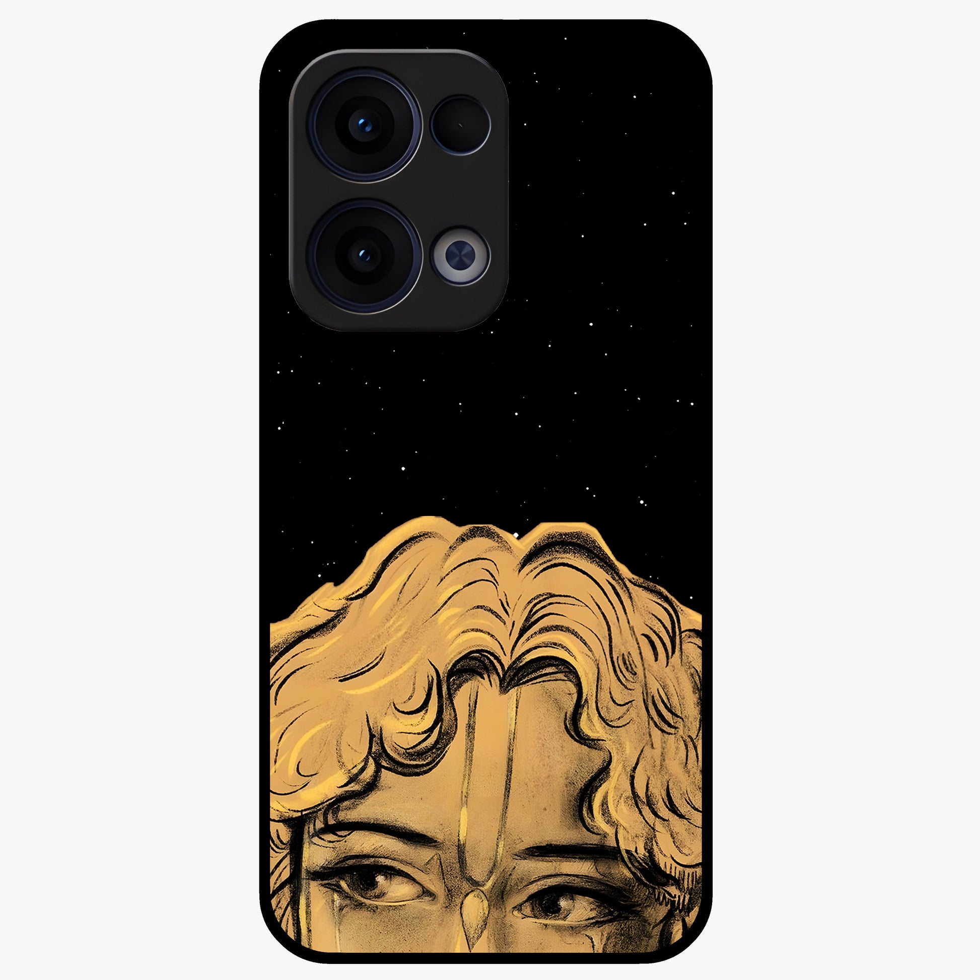 Shri Krishna Art Glass Case showing flat back view with devotional Krishna artwork and glossy glass finish.