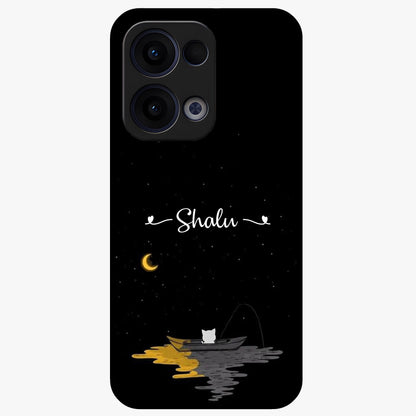 Silent Night Row Glass Case showing flat back view with calm night themed artwork and glossy glass finish.