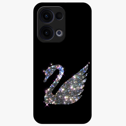 Starlit Swan Grace Glass Case showing flat back view with graceful swan artwork under starry sky and glossy glass finish.