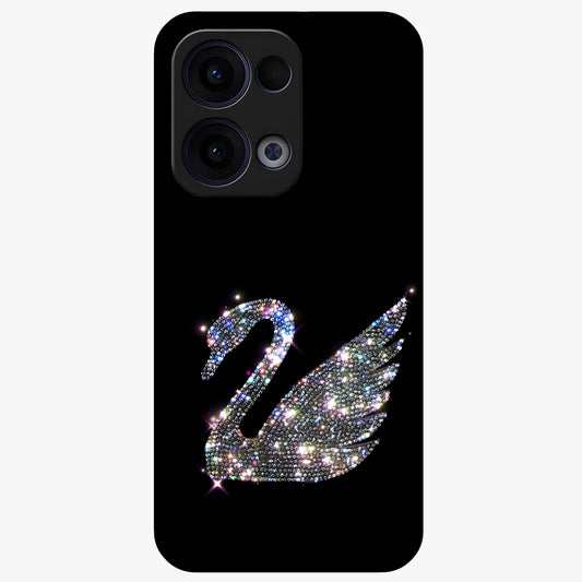 Starlit Swan Grace Glass Case showing flat back view with graceful swan artwork under starry sky and glossy glass finish.