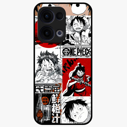 Strawhat Chaos Panels Glass Case showing flat back view with anime inspired chaos panel artwork and glossy glass finish.