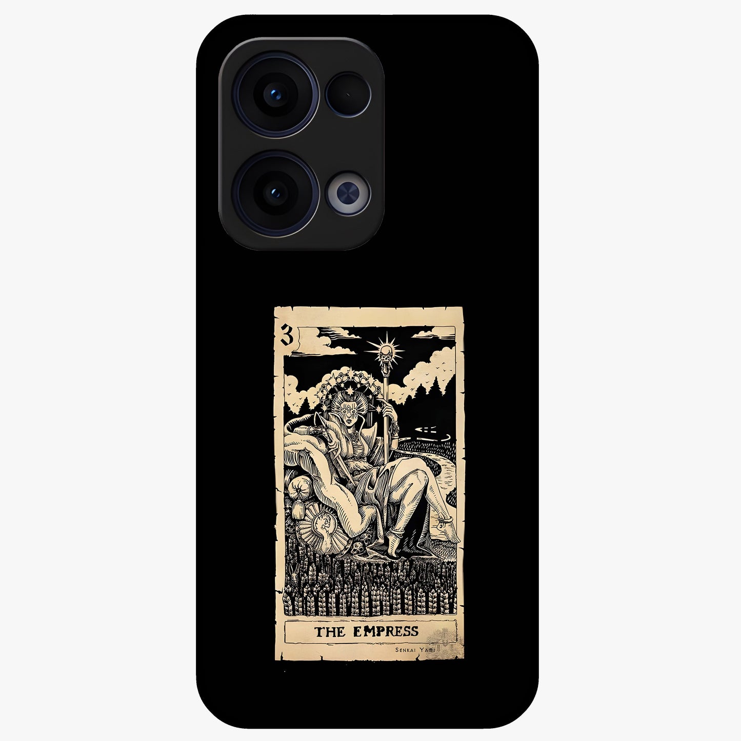 The Empress Glass Case showing flat back view with regal feminine artwork and glossy glass finish.