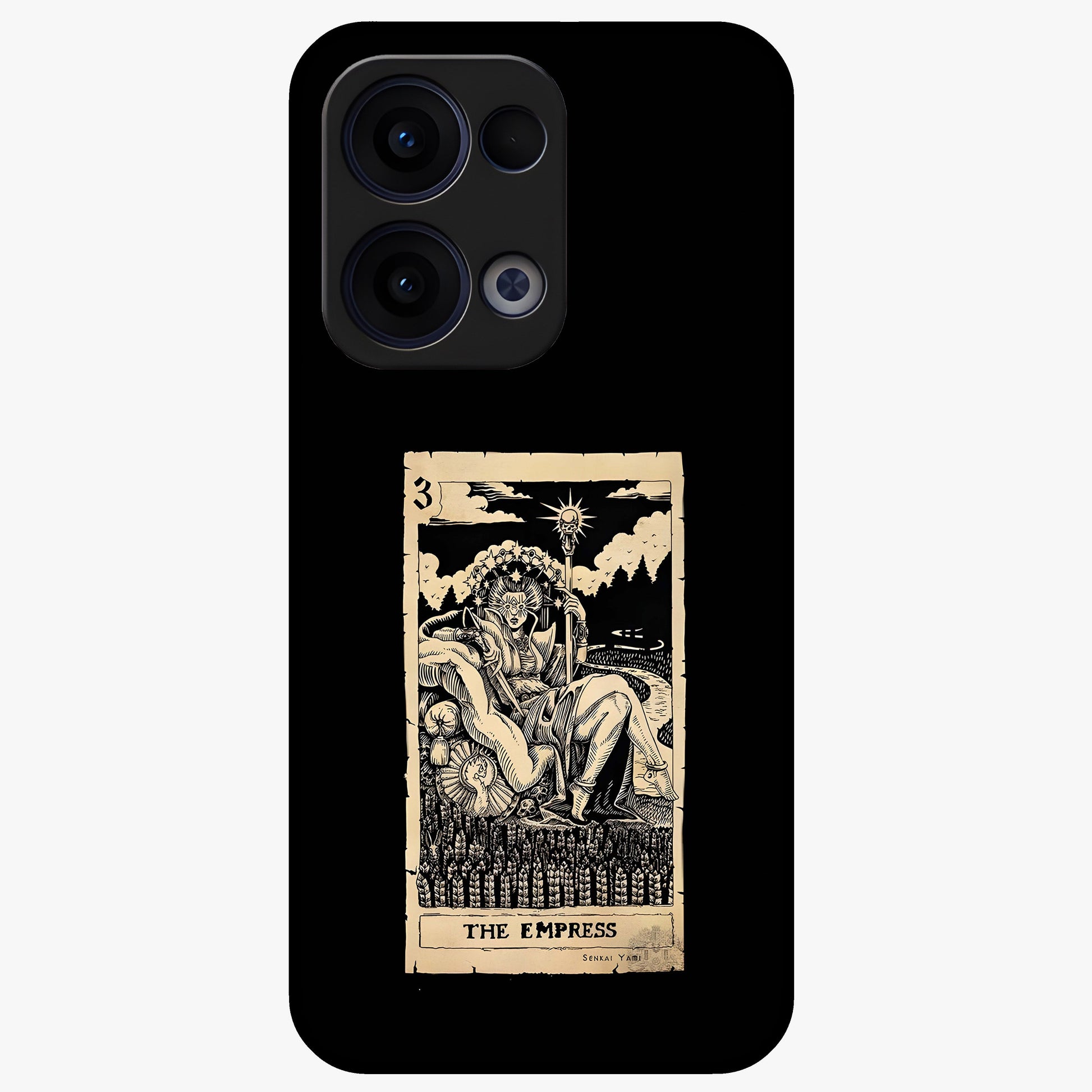 The Empress Glass Case showing flat back view with regal feminine artwork and glossy glass finish.