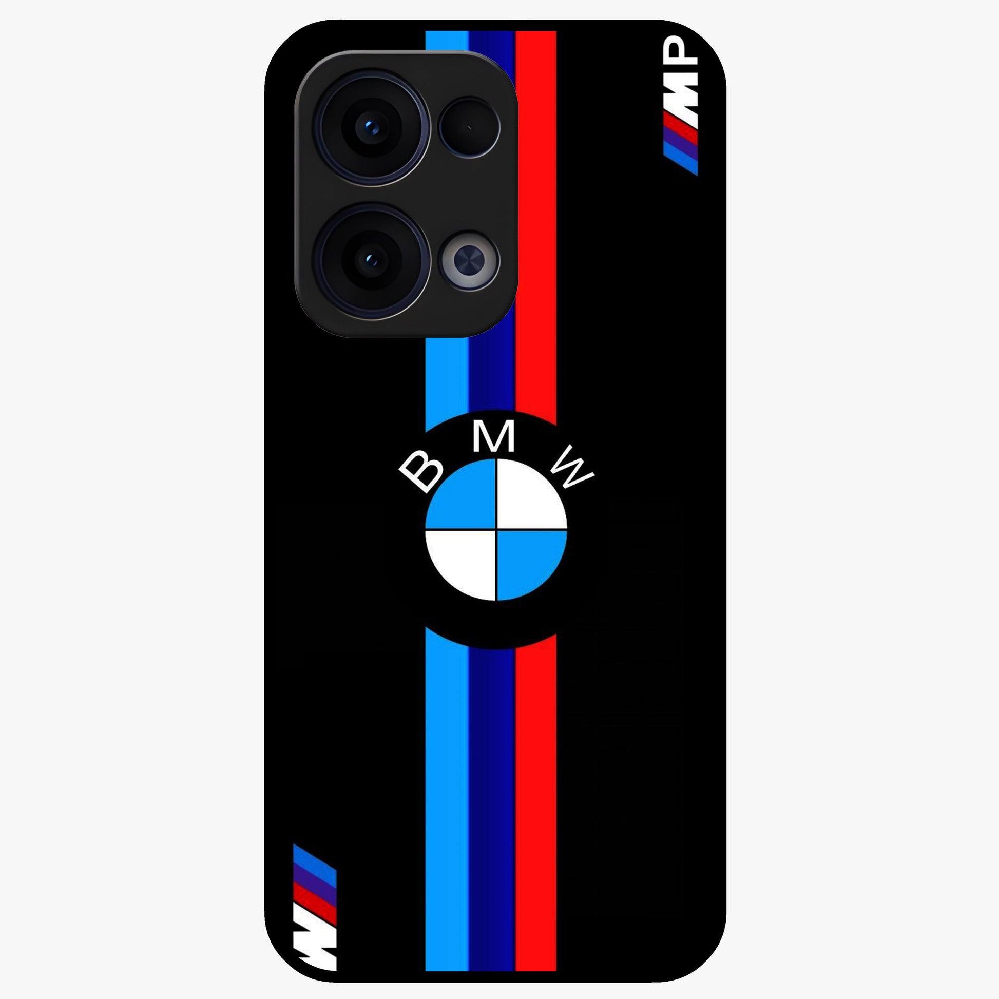 Turbo BMW Beast Glass Case showing flat back view with high performance sports car artwork and glossy glass finish.