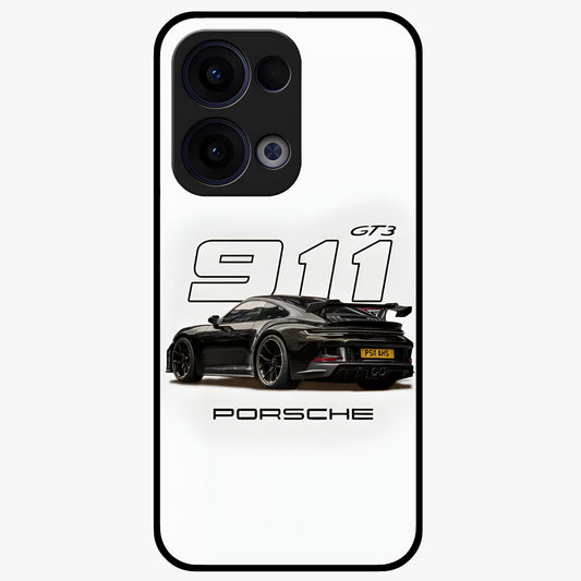 Turbo Legacy Icon Glass Case showing flat back view with iconic sports car inspired artwork and glossy glass finish.