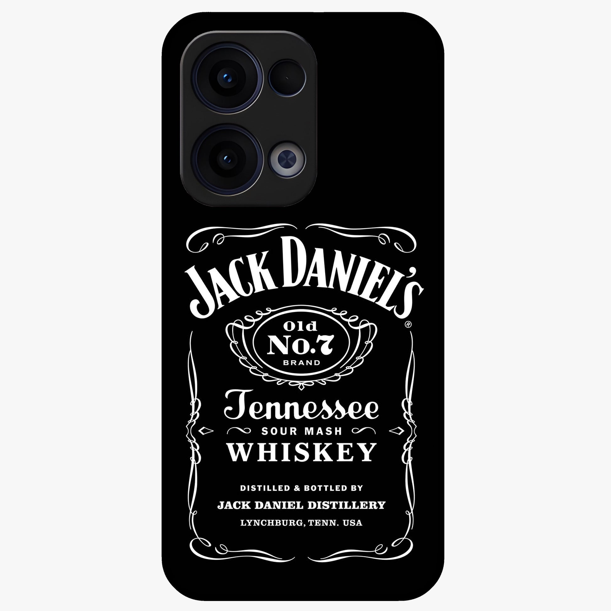Vintage Whiskey Heritage Glass Case showing flat back view with classic whiskey inspired artwork and glossy glass finish.