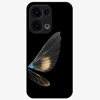 Whispers Of Wings Glass Case showing flat back view with graceful wing inspired artwork and glossy glass finish.