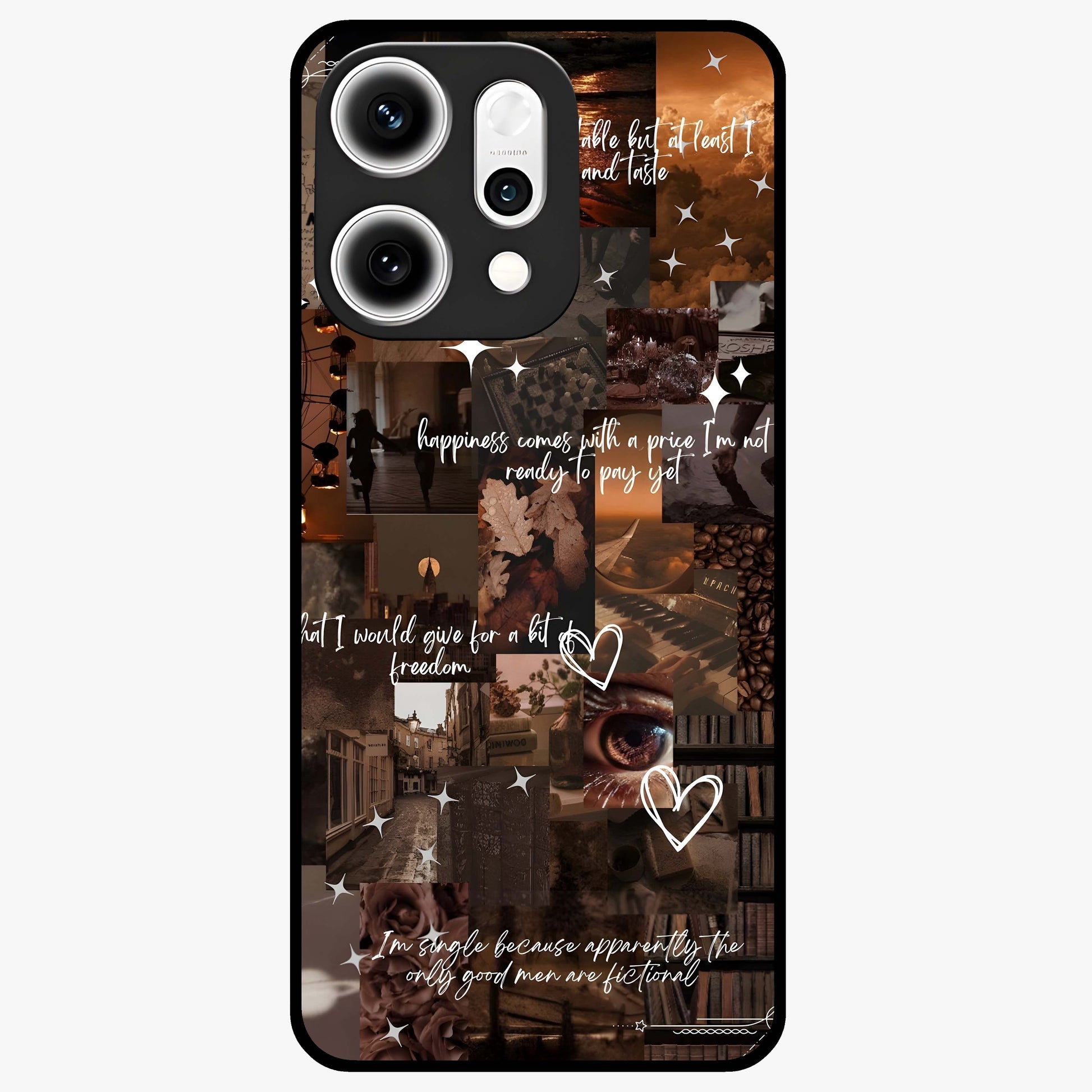 Bittersweet Aesthetic Chaos Glass Case showing flat back view with artistic chaotic aesthetic design and glossy glass finish.