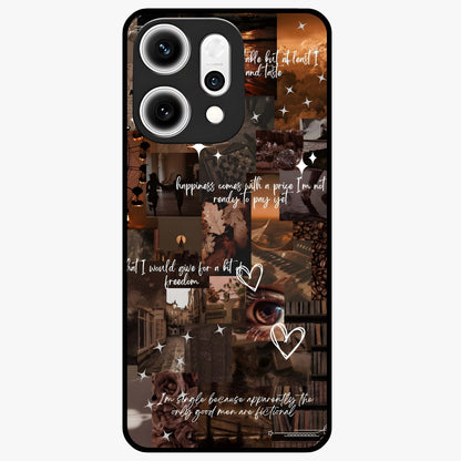 Bittersweet Aesthetic Chaos Glass Case showing flat back view with artistic chaotic aesthetic design and glossy glass finish.
