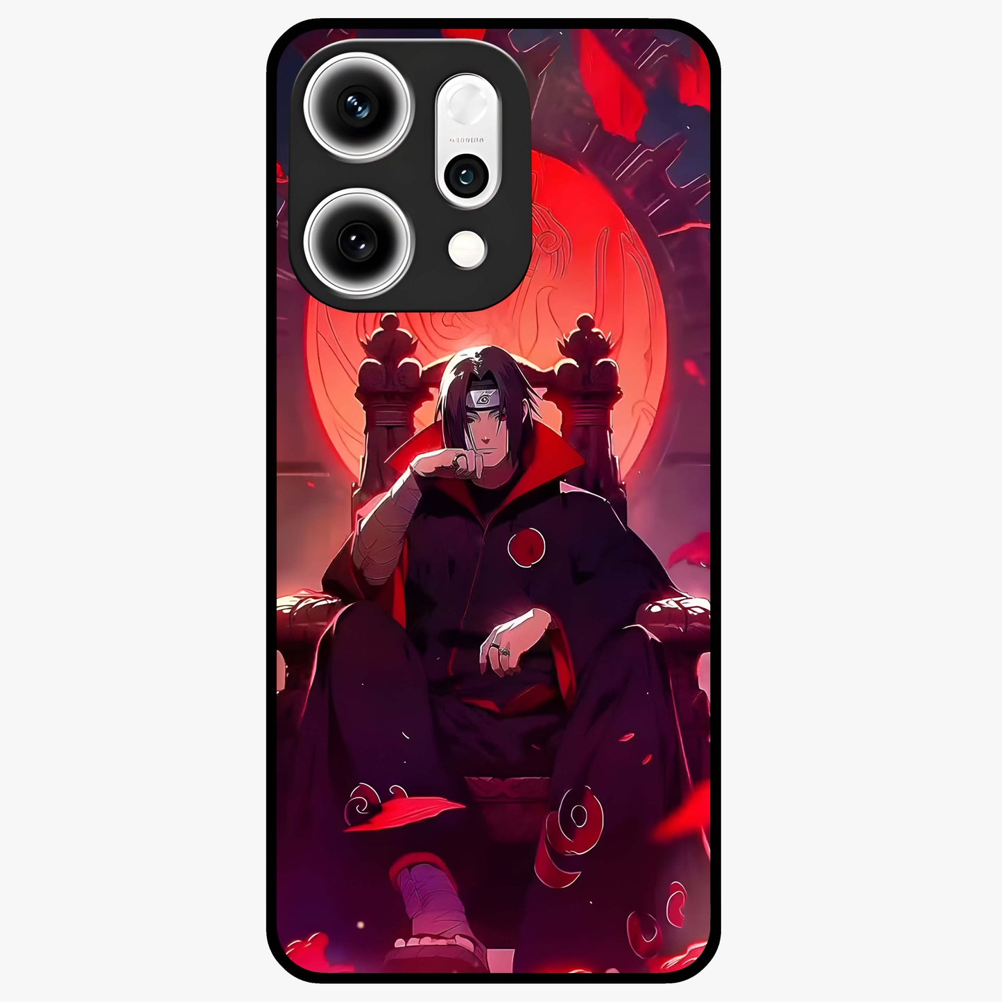Blood Moon Sovereign Glass Case showing flat back view with mystical blood moon artwork and glossy glass finish.
