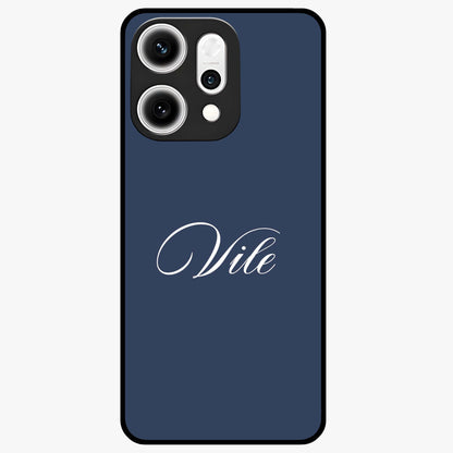 Blue Background Personalized Custom Name Glass Case showing flat back view with minimal blue background and custom name design.