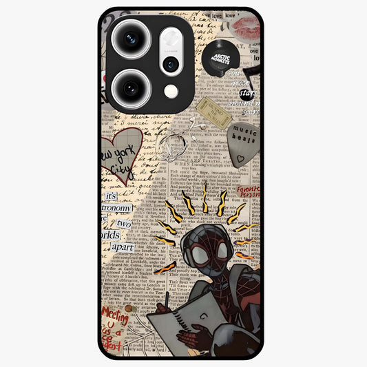 City Dream Sketch Glass Case showing flat back view with artistic city skyline sketch artwork and glossy glass finish.