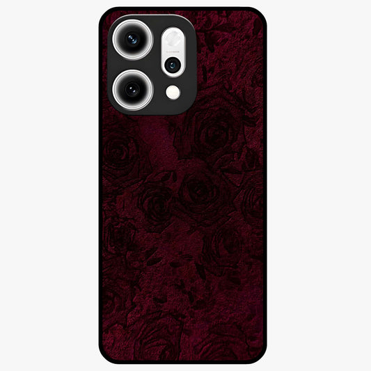 Crimson Fade Flow Glass Case showing flat back view with flowing crimson gradient artwork and glossy glass finish.
