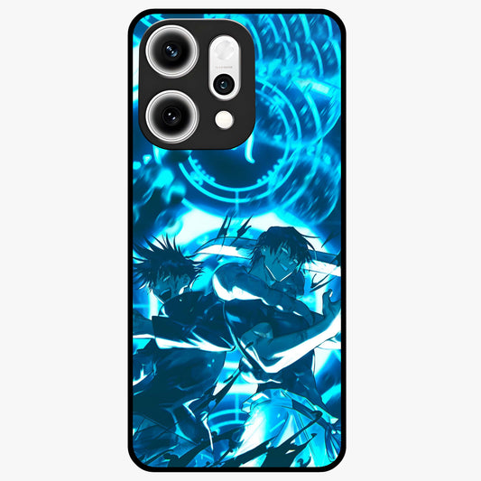 Cursed Energy Clash Glass Case showing flat back view with intense cursed energy artwork and glossy glass finish.
