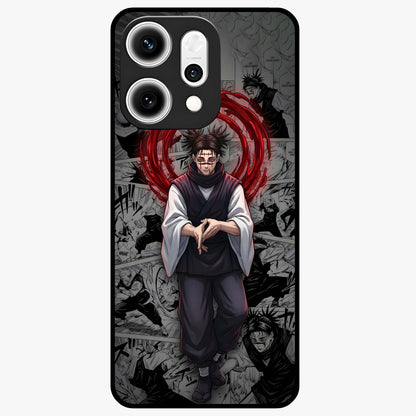 Cursed Ritual Ascension Glass Case showing flat back view with dark ritual themed artwork and glossy glass finish.