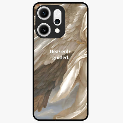 Divine Winged Grace Glass Case showing flat back view with elegant wing inspired artwork and glossy glass finish.