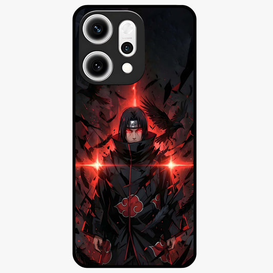 Focused Blade Discipline Glass Case showing flat back view with warrior sword themed artwork and glossy glass finish.