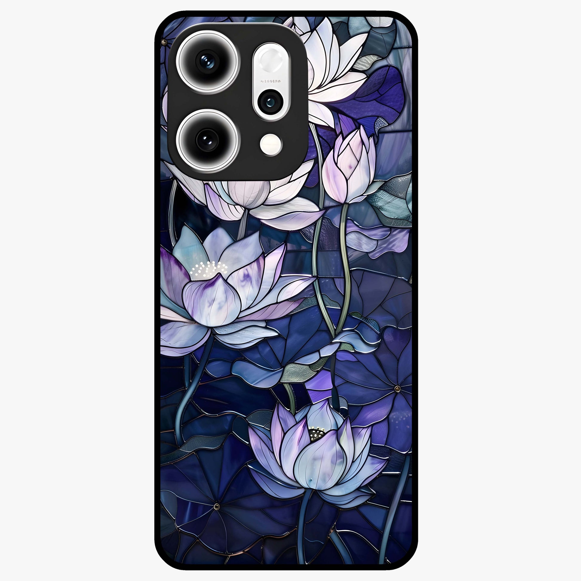 Gloss Petal Rush Glass Case showing flat back view with glossy flower petal artwork and smooth glass finish.