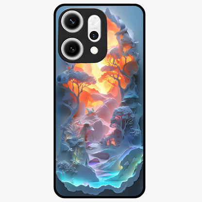 Glow Forest Portal Glass Case showing flat back view with glowing forest portal artwork and glossy glass finish.