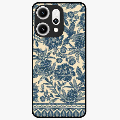 Heirloom Wild Bloom Glass Case showing flat back view with vintage inspired wild flower artwork and glossy glass finish.